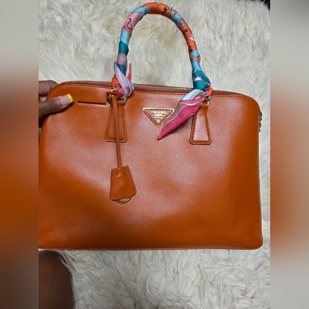 Prada Orange Leather Women's Hand Bag